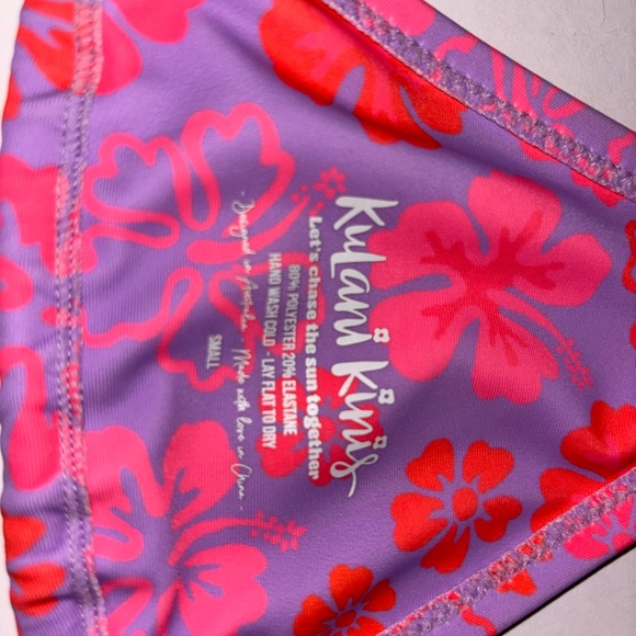 Kulani Kini Floral Bikini Top in Pink and Purple - Picture 3 of 3